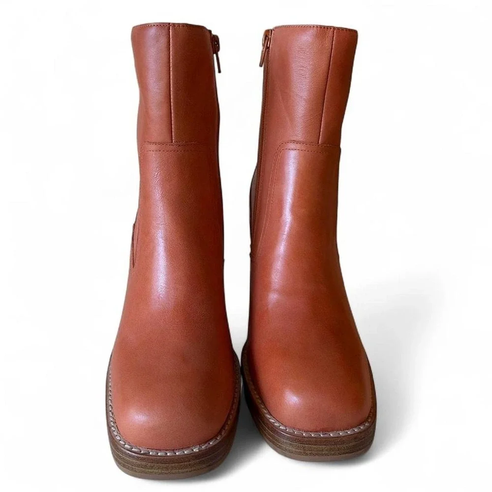 Jeffrey Campbell orange leather ankle boots